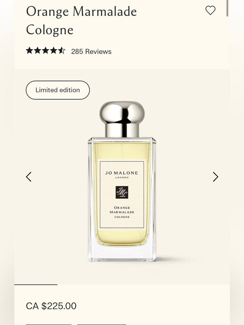 New Jo Malone Orange Marmalade Cologne 100ml